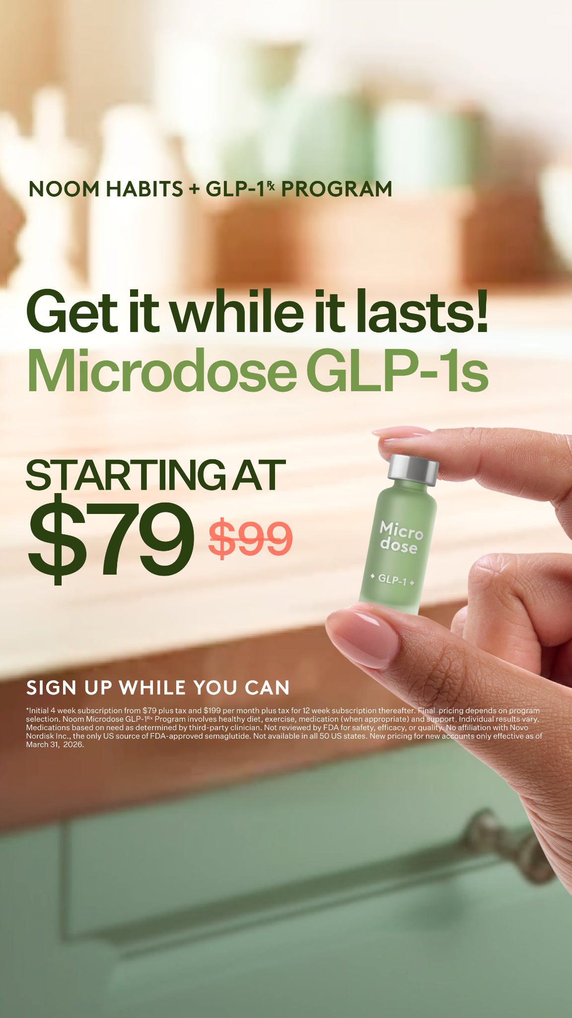 Noom image ad — Microdose GLP-1 Starting at $79