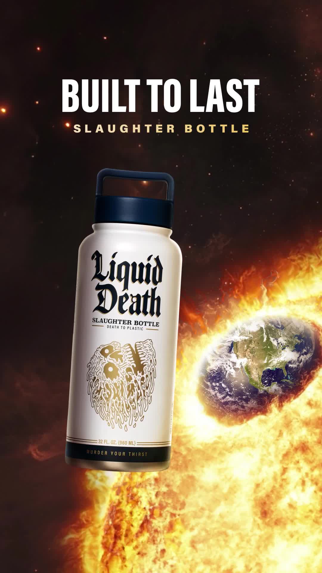 Liquid Death video ad — Reusable Slaughter Bottle