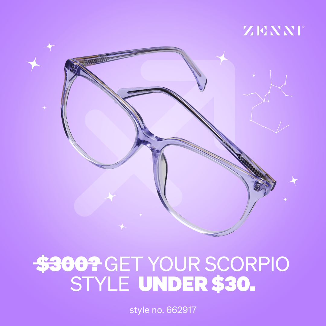 Zenni Optical image ad — Sagittarius Horoscope Frames | Under $30
