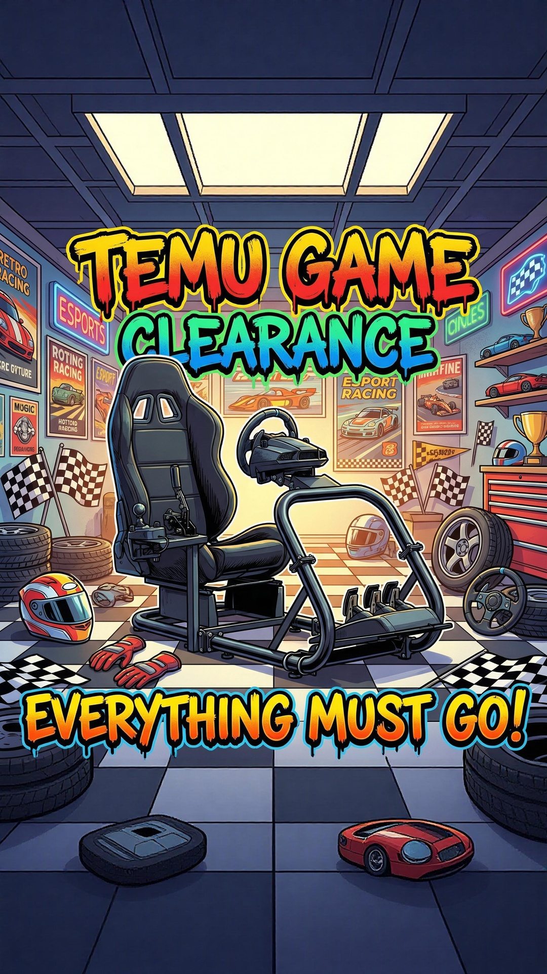 Temu video ad — Racing Simulator Cockpit Price Reveal