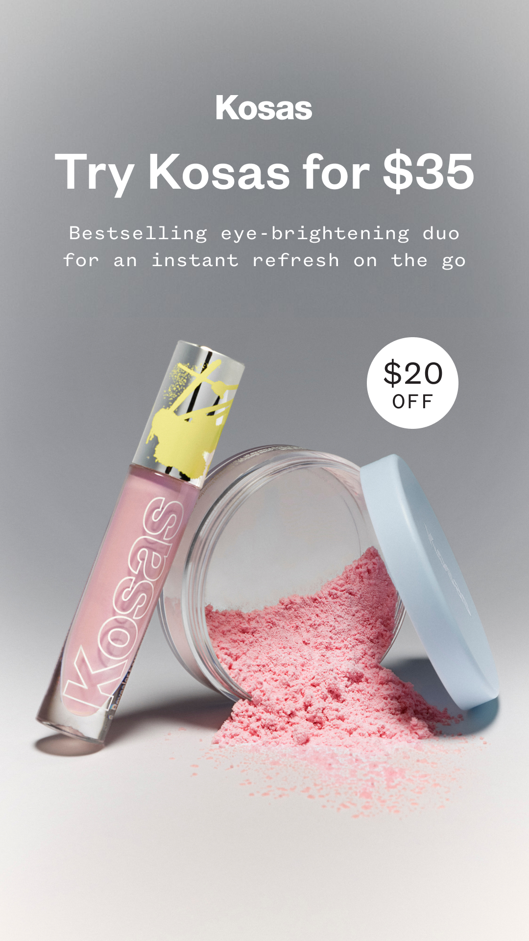 Kosas image ad — Try Kosas for $35 — Brighten + Blur Set