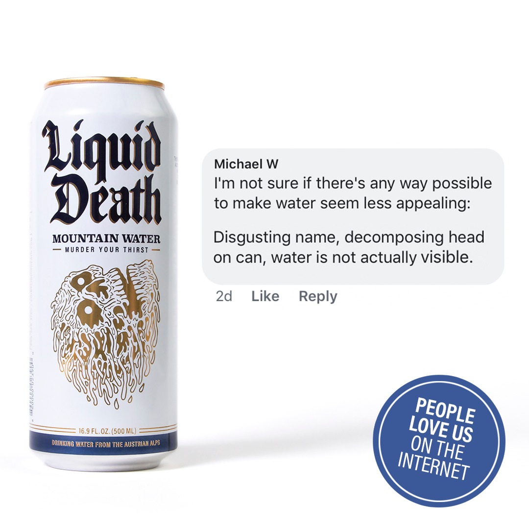 Liquid Death image ad — Proudly Not For Everyone