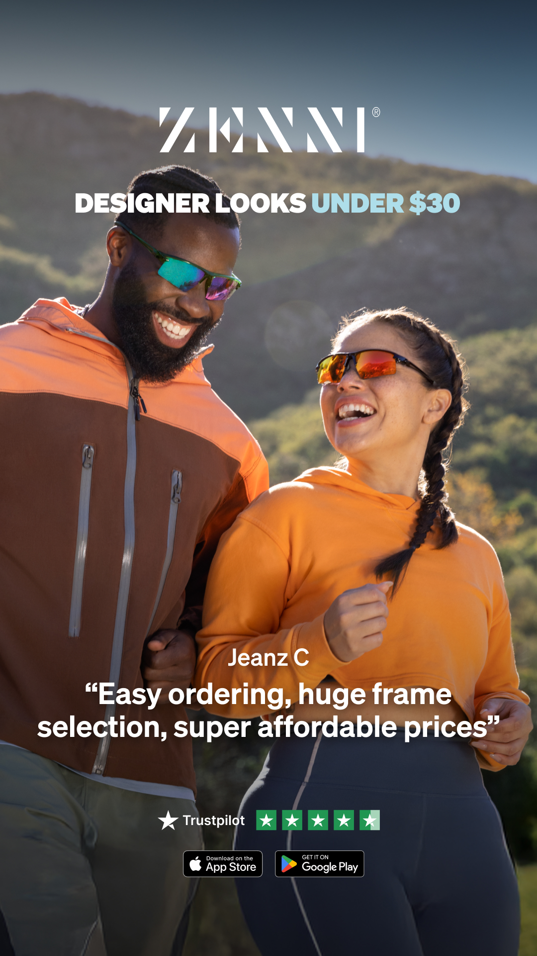 Zenni Optical image ad — Designer Shades for Under $30