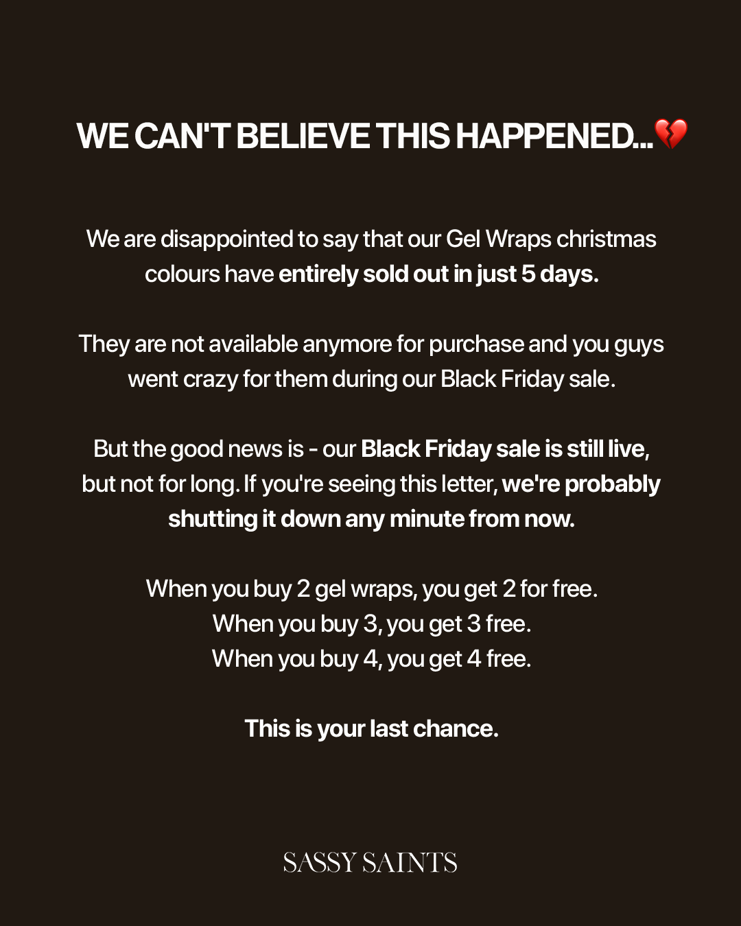Sassy Saints Black Friday ad