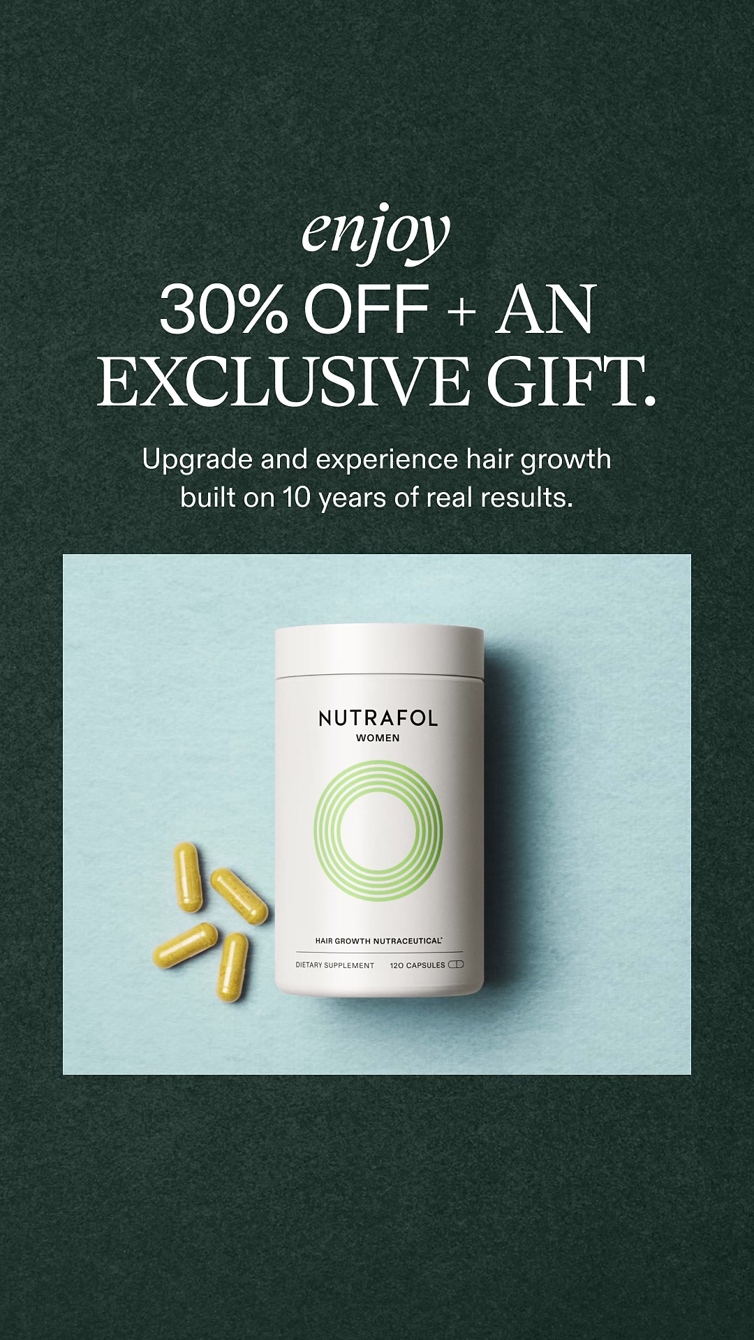 Nutrafol video ad — Commit to results when you upgrade.