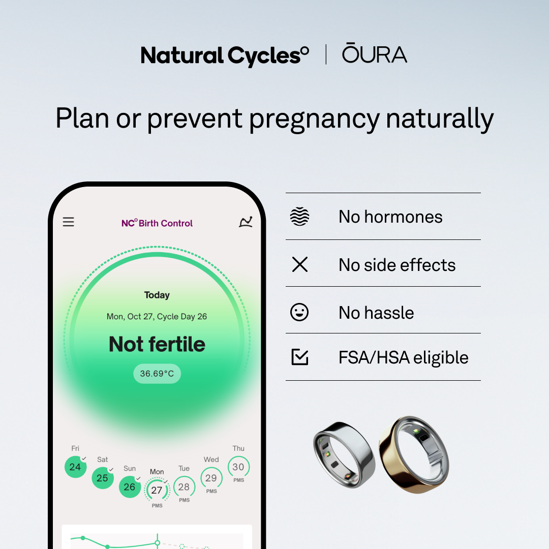 Oura Ring image ad — Natural Cycles, Powered by Oura