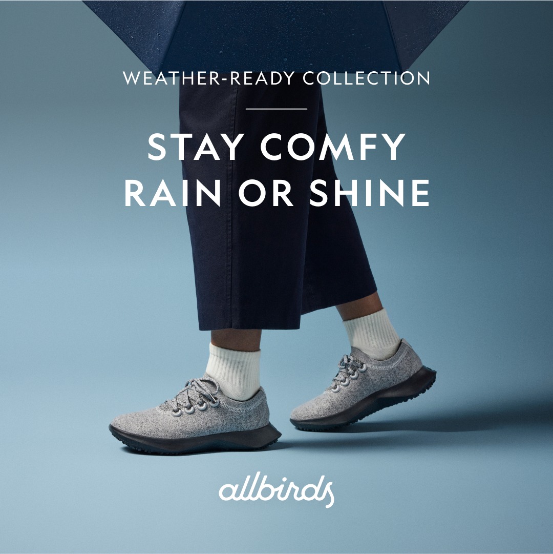 Allbirds image ad — Weather-Ready Wool Dasher Mizzles
