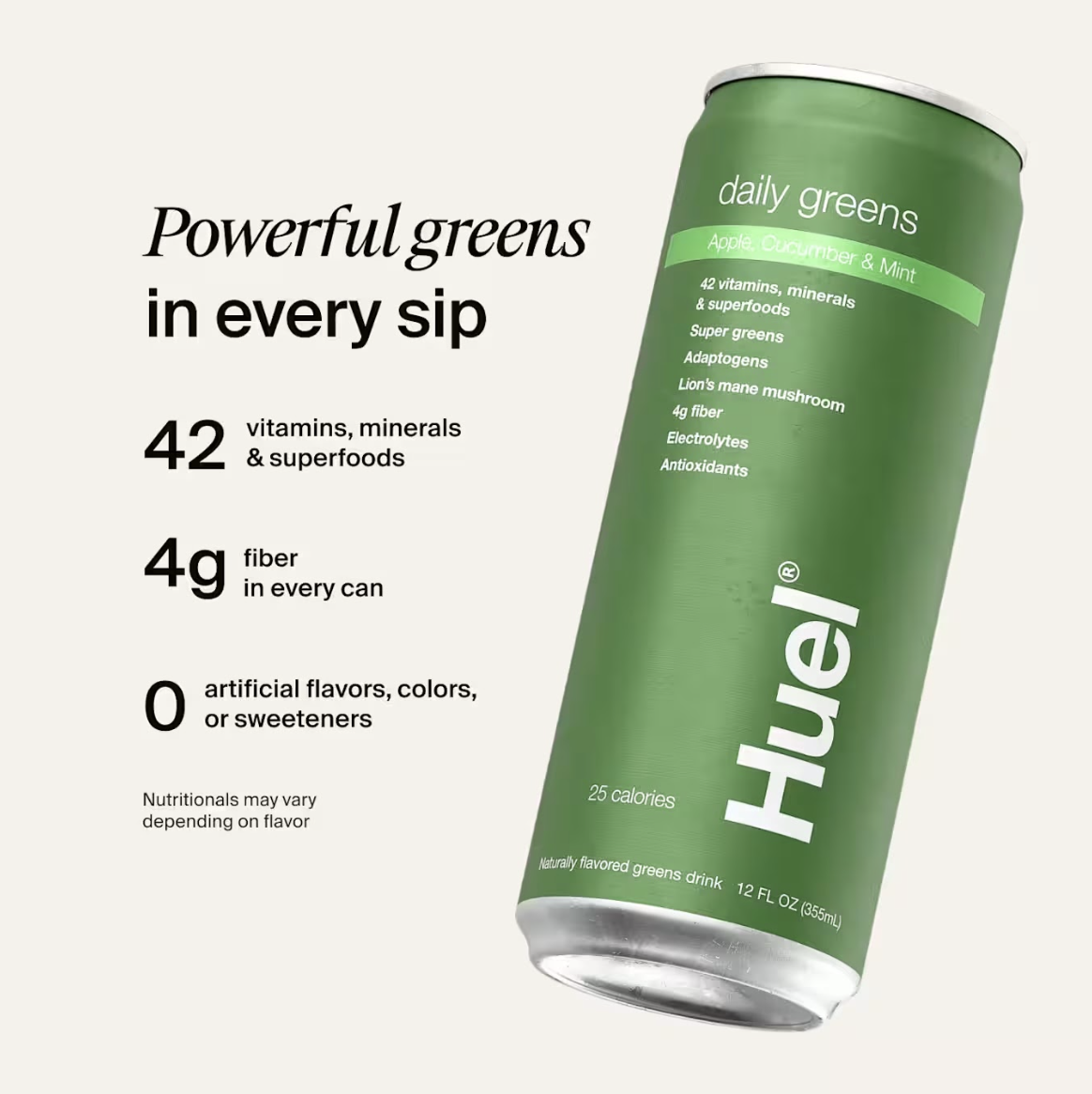 Huel image ad — Your Greens, On Us