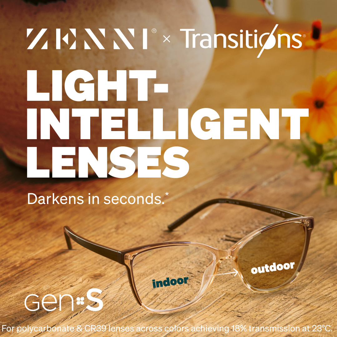 Zenni Optical image ad — Transitions® — Smart in Sun and Shade